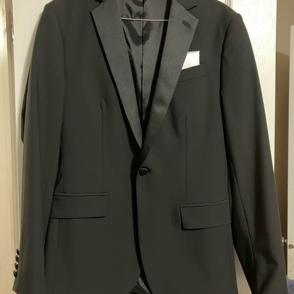 jf j.ferrar Black Tuxedo Slim Fit Notched Lapel - Picture 1 of 5
